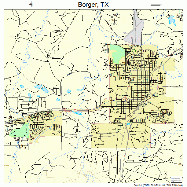 Borger, TX street map