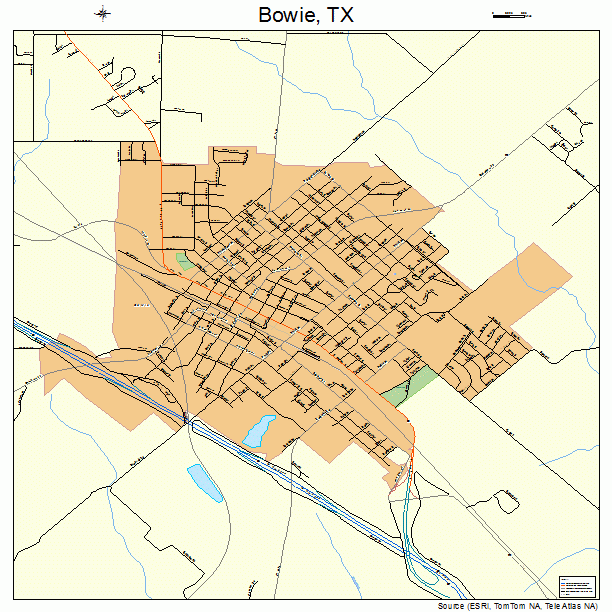 Bowie, TX street map