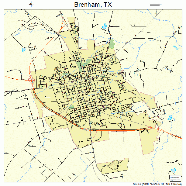 Brenham, TX street map