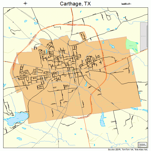 Carthage, TX street map