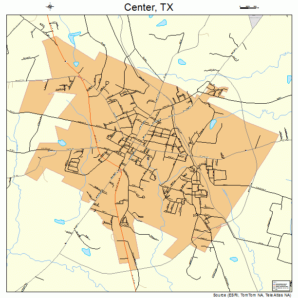 Center, TX street map