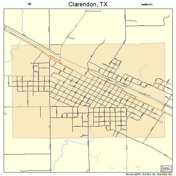 Clarendon, TX street map