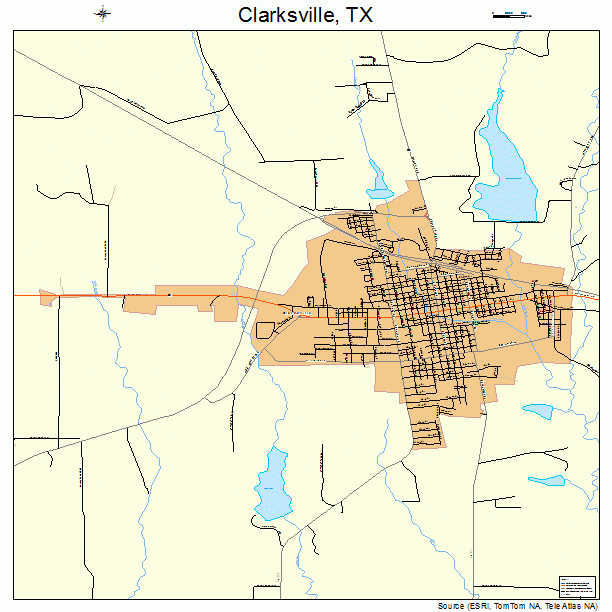 Clarksville, TX street map