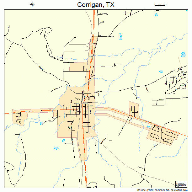 Corrigan, TX street map