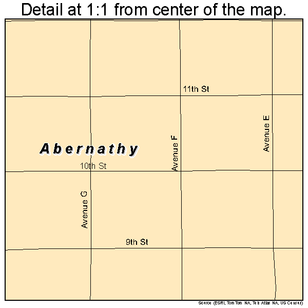 Abernathy, Texas road map detail