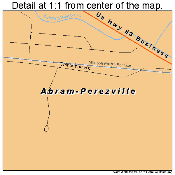 Abram-Perezville, Texas road map detail
