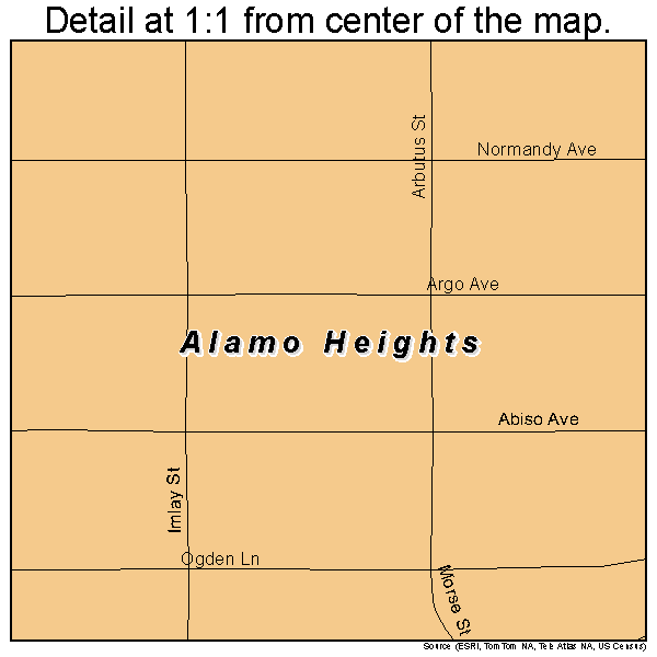Alamo Heights, Texas road map detail