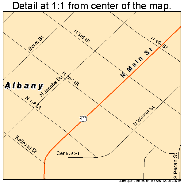 Albany, Texas road map detail