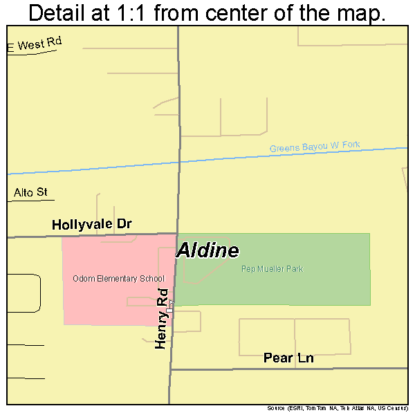 Aldine, Texas road map detail