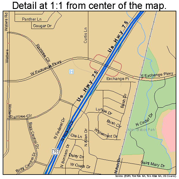 Allen, Texas road map detail