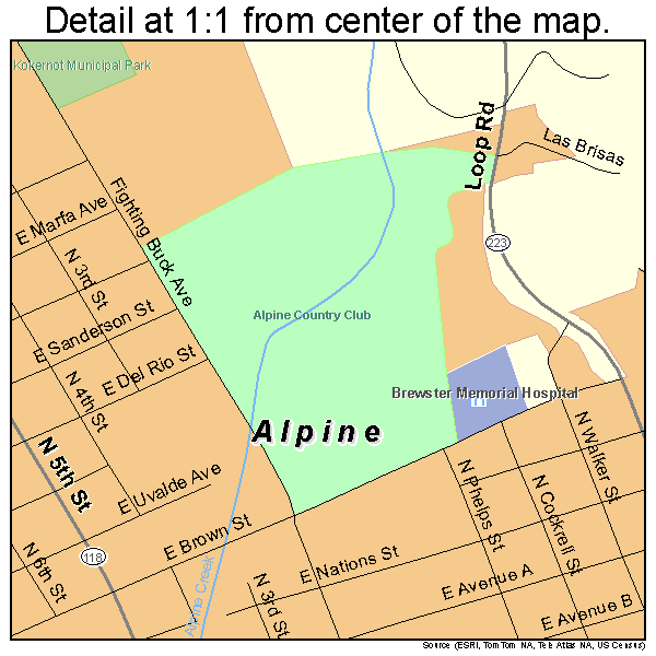 Alpine, Texas road map detail