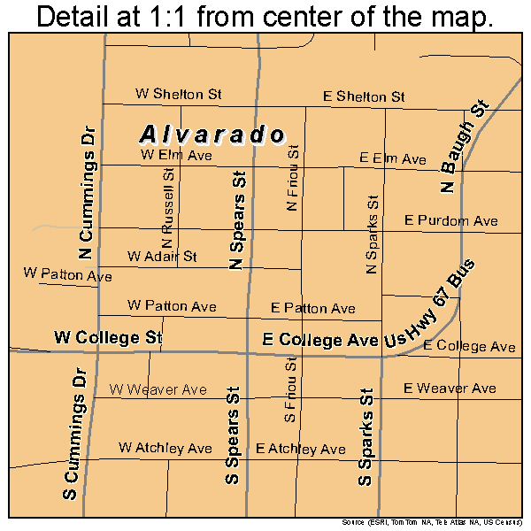 Alvarado, Texas road map detail