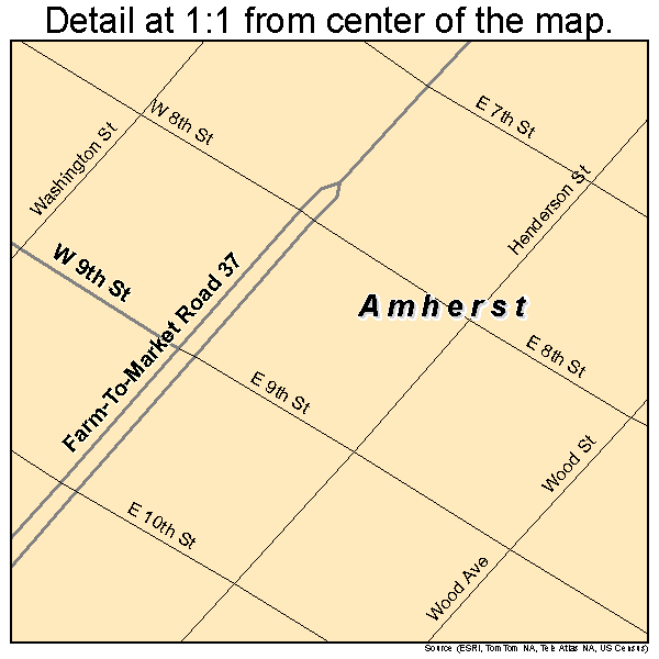 Amherst, Texas road map detail