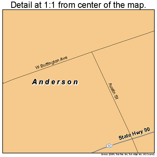 Anderson, Texas road map detail