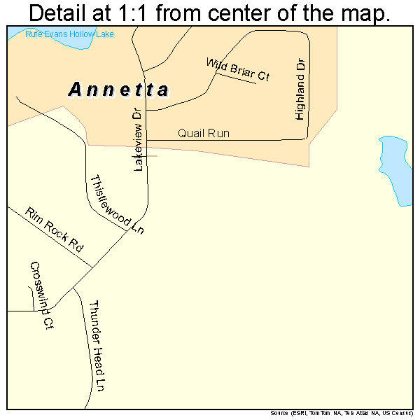 Annetta South, Texas road map detail
