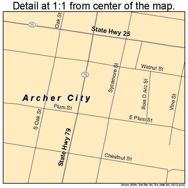 Archer City, Texas road map detail