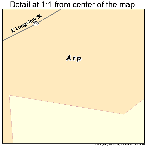 Arp, Texas road map detail