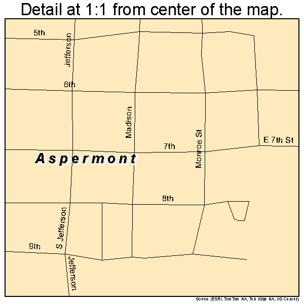 Aspermont, Texas road map detail