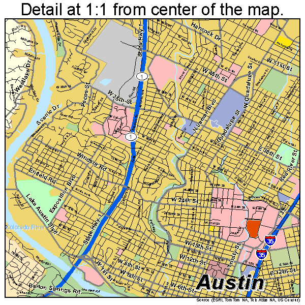 Austin, Texas road map detail