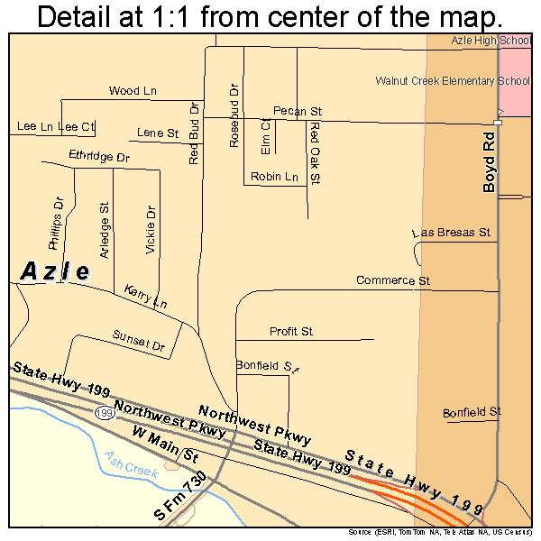 Azle, Texas road map detail