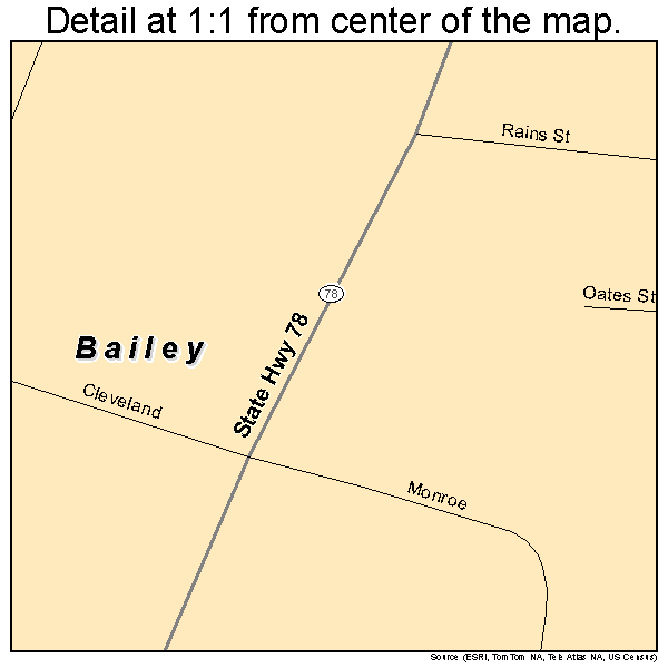 Bailey, Texas road map detail