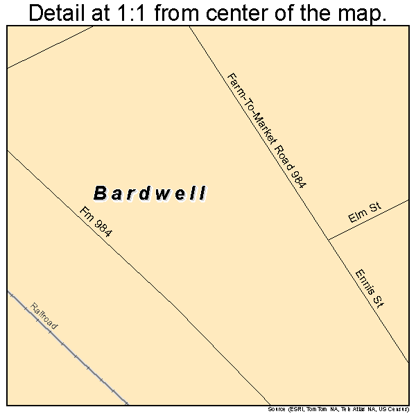 Bardwell, Texas road map detail