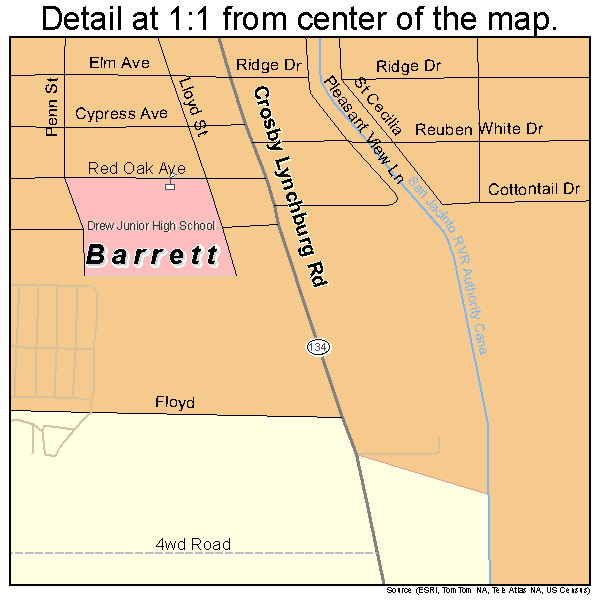 Barrett, Texas road map detail