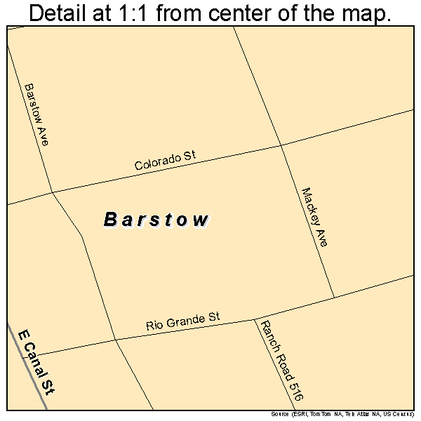 Barstow, Texas road map detail