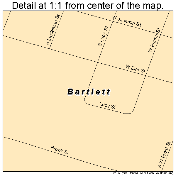 Bartlett, Texas road map detail