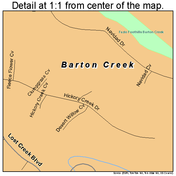 Barton Creek, Texas road map detail
