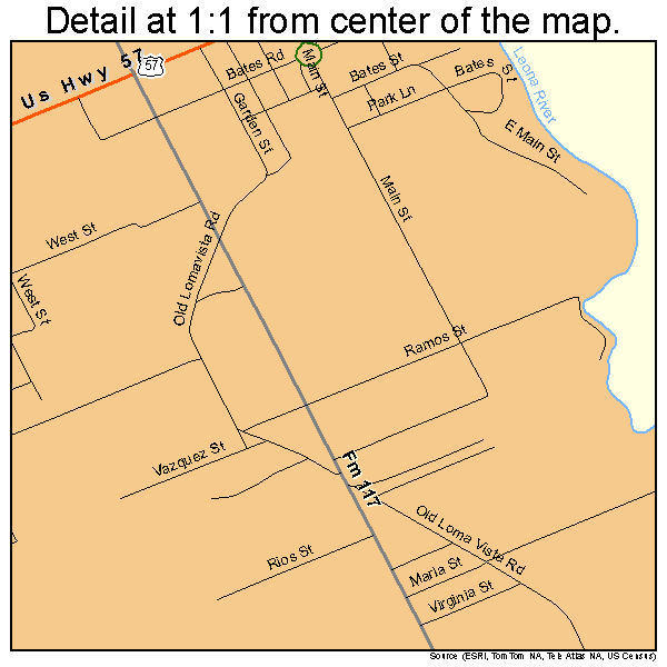 Batesville, Texas road map detail