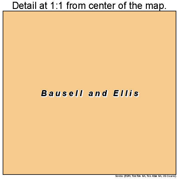 Bausell and Ellis, Texas road map detail