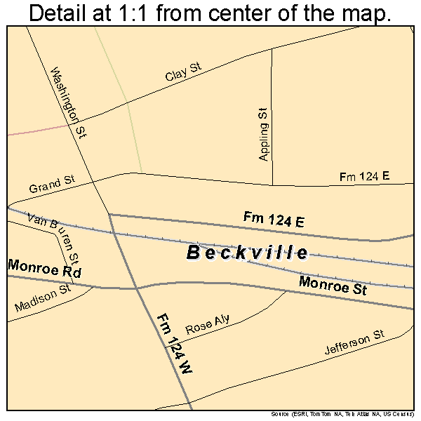 Beckville, Texas road map detail