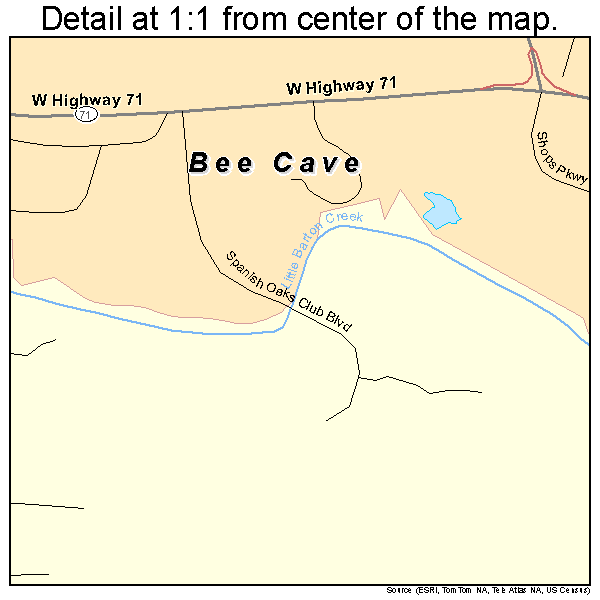 Bee Cave, Texas road map detail