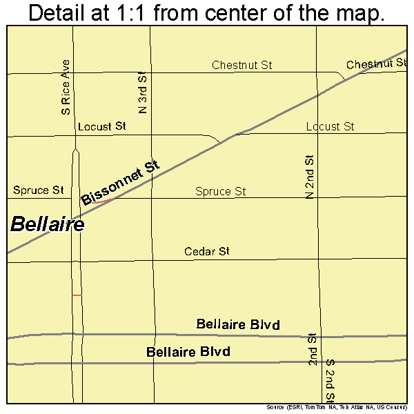 Bellaire, Texas road map detail