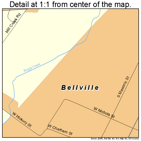 Bellville, Texas road map detail