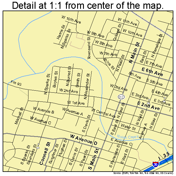 Belton, Texas road map detail