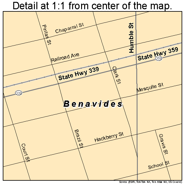 Benavides, Texas road map detail