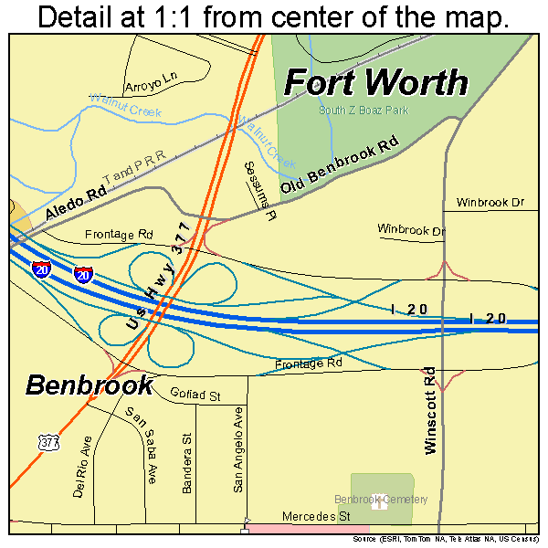 Benbrook, Texas road map detail