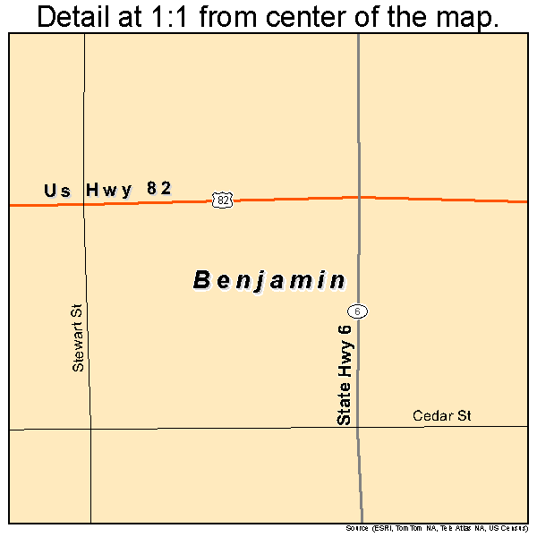 Benjamin, Texas road map detail