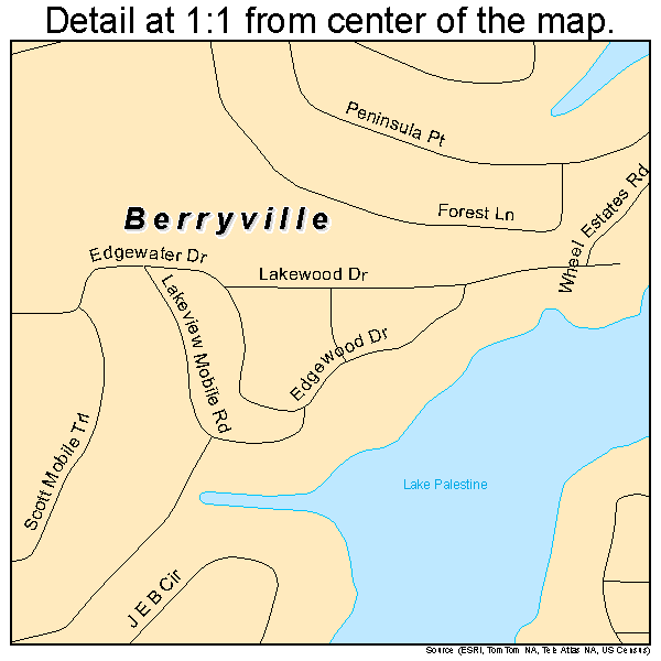 Berryville, Texas road map detail