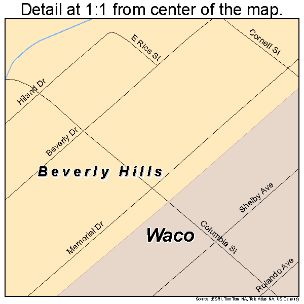 Beverly Hills, Texas road map detail