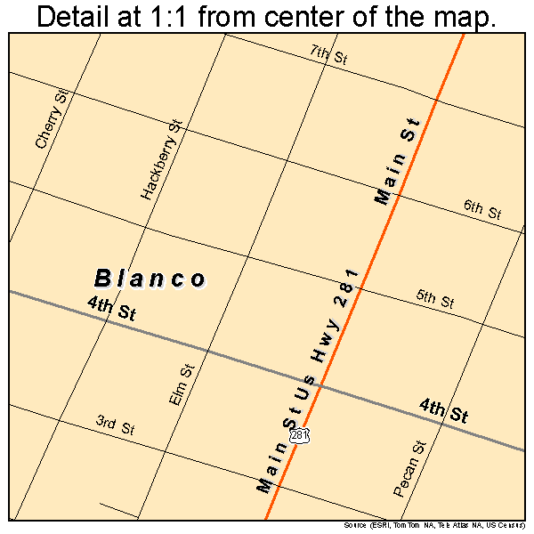 Blanco, Texas road map detail
