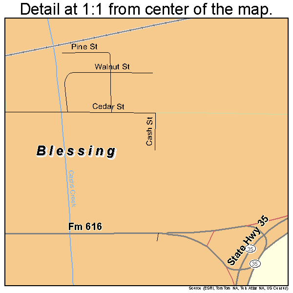 Blessing, Texas road map detail