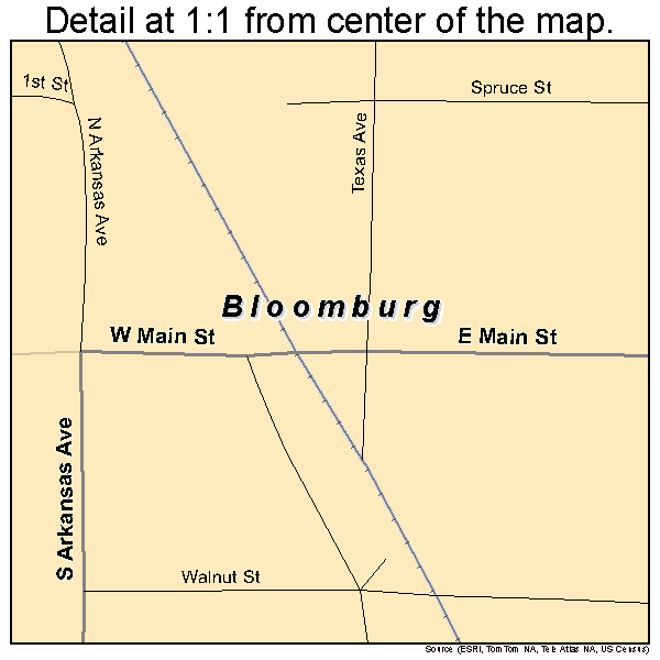 Bloomburg, Texas road map detail