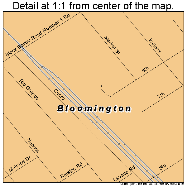 Bloomington, Texas road map detail