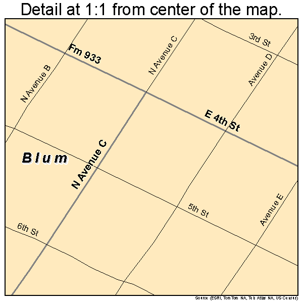 Blum, Texas road map detail