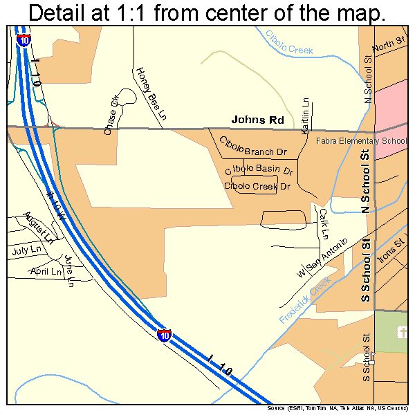 Boerne, Texas road map detail