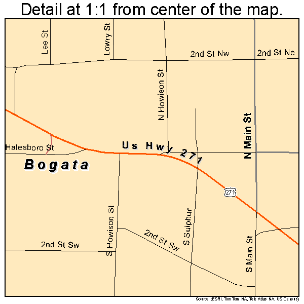 Bogata, Texas road map detail