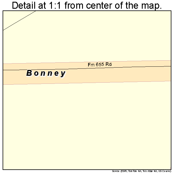 Bonney, Texas road map detail
